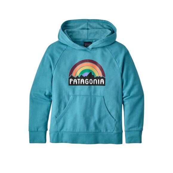 Patagonia Girls Fitz Roy Rainbow Hoodie Aqua Blue M GUC - Picture 2 of 13